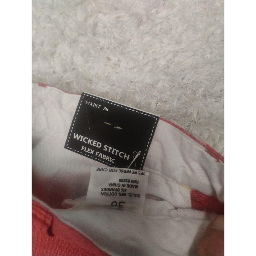 Nwt Wicked Stitch Men’s Flat Front Chino Golf Shorts 36 Nantucket Red Coral - Picture 6 of 12